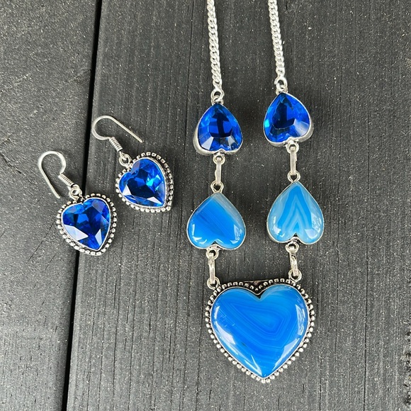 Sundance Jewelry - Blue Botswana Agate Necklace & Earrings